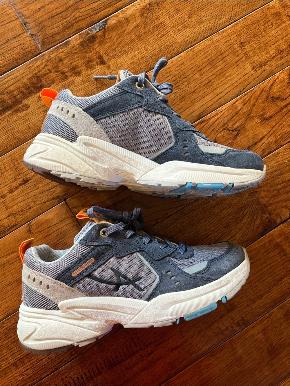 Mephisto Women’s Sneakers Allrounder Dynamic Suede Blue Gray Orange Size 7